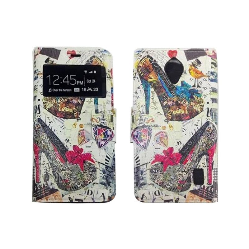 Θήκη Βιβλίο Fahion Shoes Print Με Παράθυρο για Huawei Ascend Y635