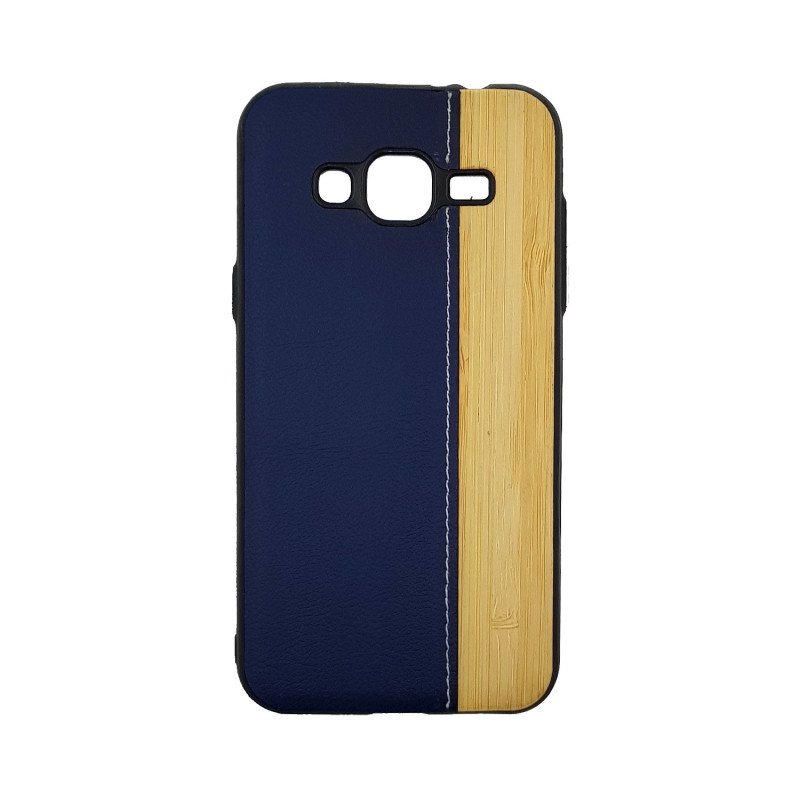 Θήκη Πλάτης Wood Leather για Samsung J320F Galaxy J3 2016   - Χρώμα: Μπλε