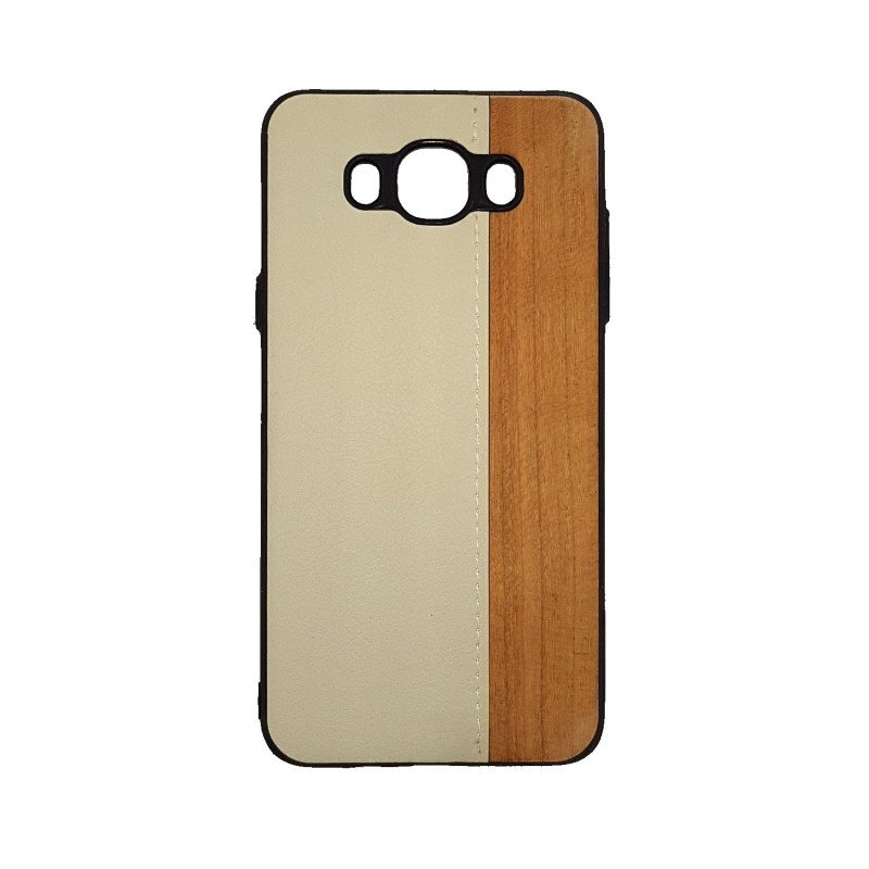 Θήκη Πλάτης Wood Leather για Samsung J710F Galaxy J7 2016 - Χρώμα: Λευκό
