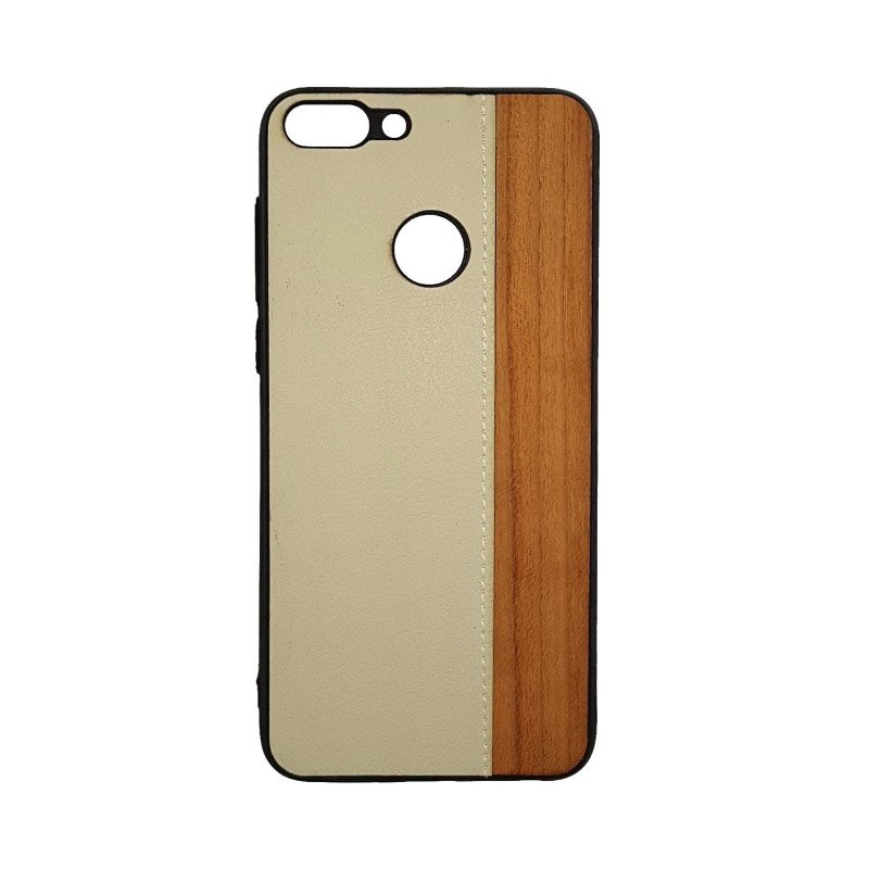 Θήκη Πλάτης Wood Leather για Huawei P Smart 2018 - Χρώμα: Λευκό