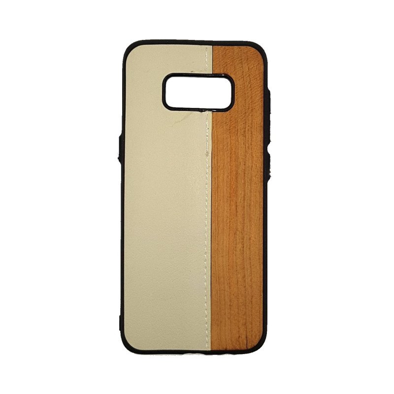 Θήκη Πλάτης Wood Leather για Samsung G955F Galaxy S8 Plus - Χρώμα: Λευκό