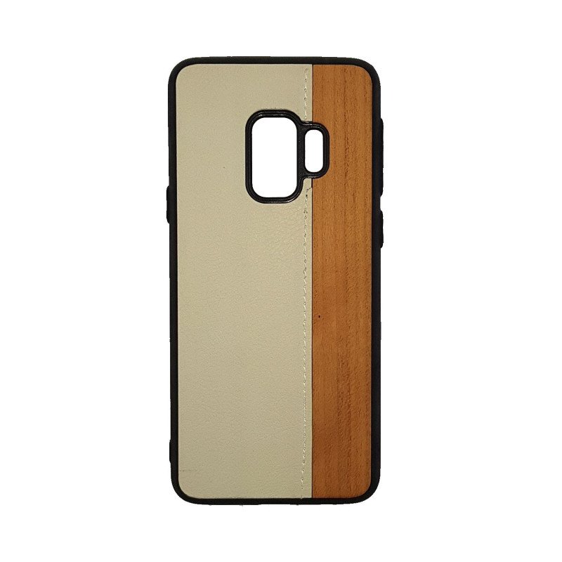 Θήκη Πλάτης Wood Leather για Samsung G960F Galaxy S9 - Χρώμα: Λευκό