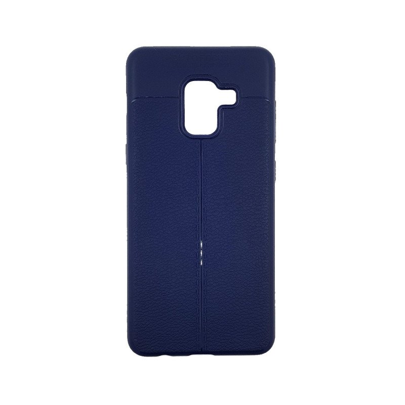 Θήκη Πλάτης Σιλικόνης Litchi για Samsung A530F Galaxy A8 2018 - Χρώμα: Μπλε