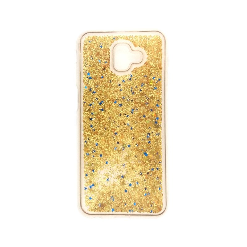 Θήκη Πλάτης Σιλικόνης Glitter Liquid για Samsung J610F Galaxy J6 Plus - Χρώμα: Χρυσό
