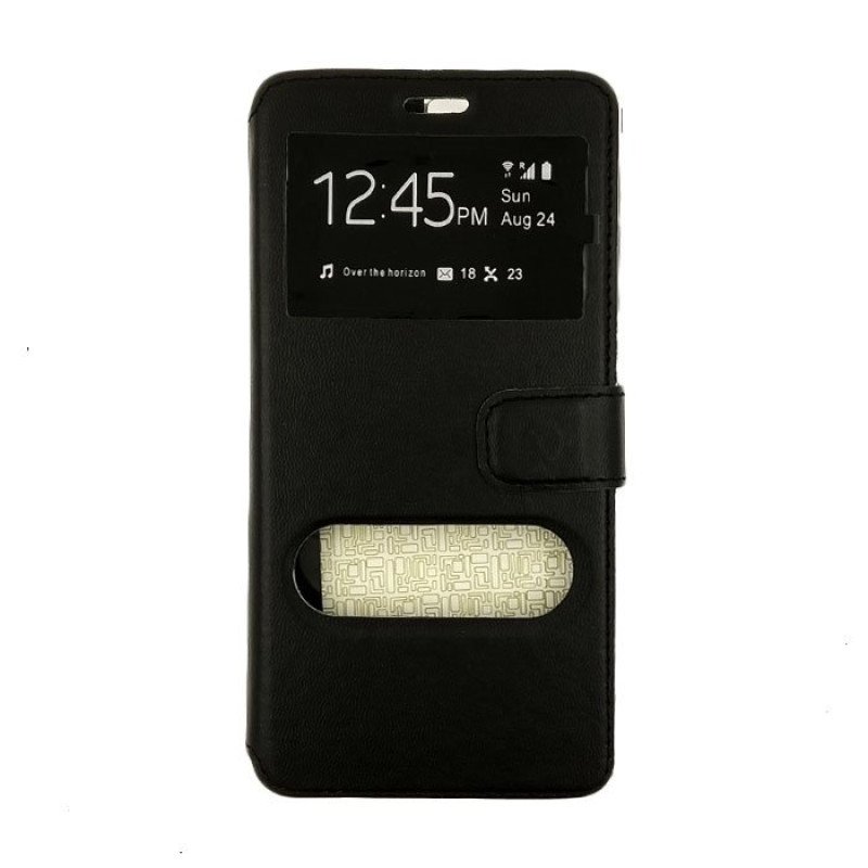 Θήκη Βιβλίο Stand με Διπλό Παράθυρο για Huawei Honor V8 - Χρώμα: Μαύρο
