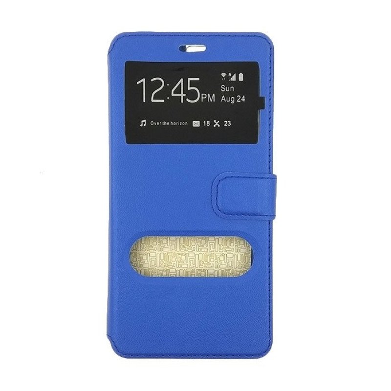 Θήκη Βιβλίο Stand με Διπλό Παράθυρο για Huawei Honor V8 - Χρώμα: Μπλε