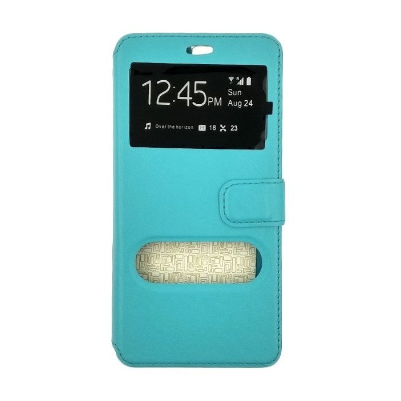 Θήκη Βιβλίο Stand με Διπλό Παράθυρο για Huawei Honor V8 - Χρώμα: Γαλάζιο