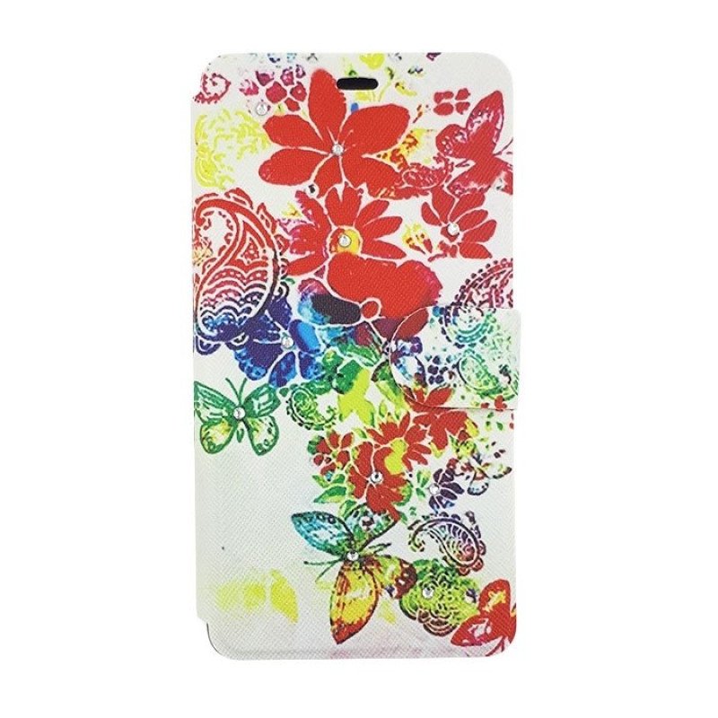 Θήκη Βιβλίο Stand Colorful Flowers Design για Huawei P8 Lite