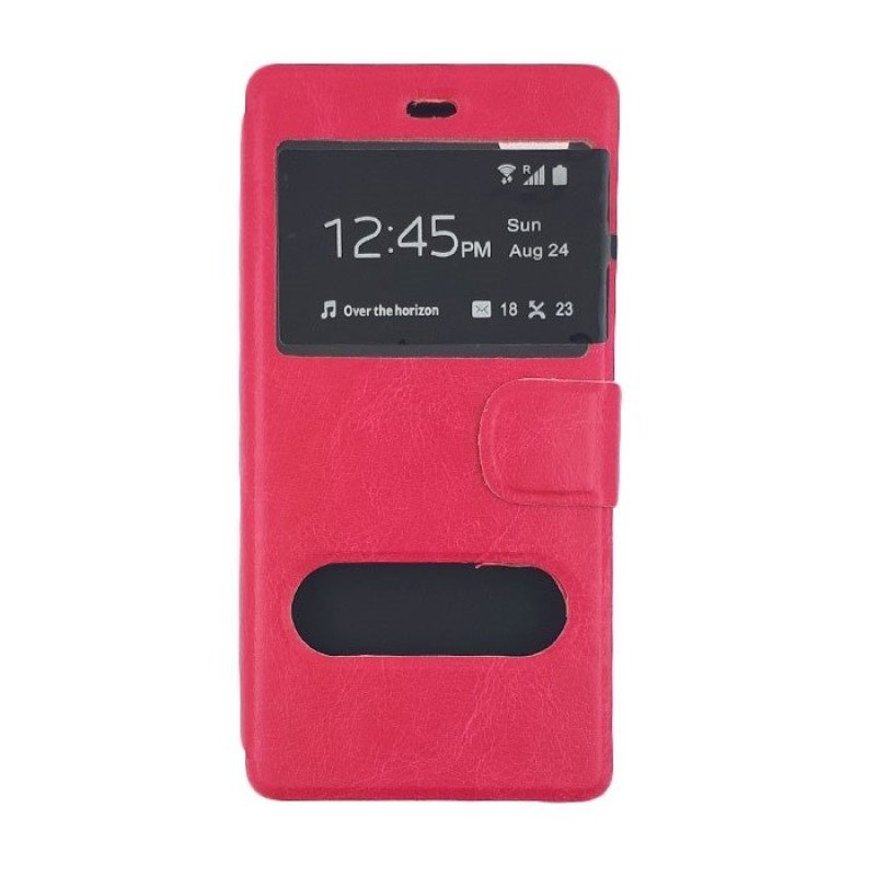 Θήκη Βιβλίο Stand με Διπλό Παράθυρο για Huawei P9 Lite - Χρώμα: Φούξια