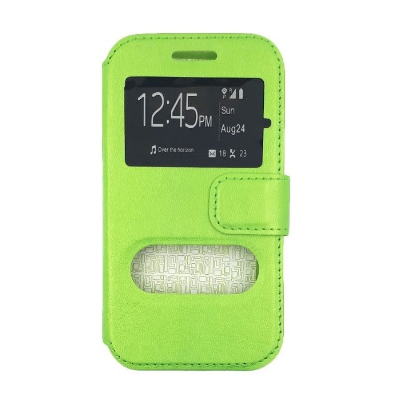 Θήκη Βιβλίο Stand με Διπλό Παράθυρο για Samsung J110 Galaxy J1 Ace - Χρώμα: Πράσινο