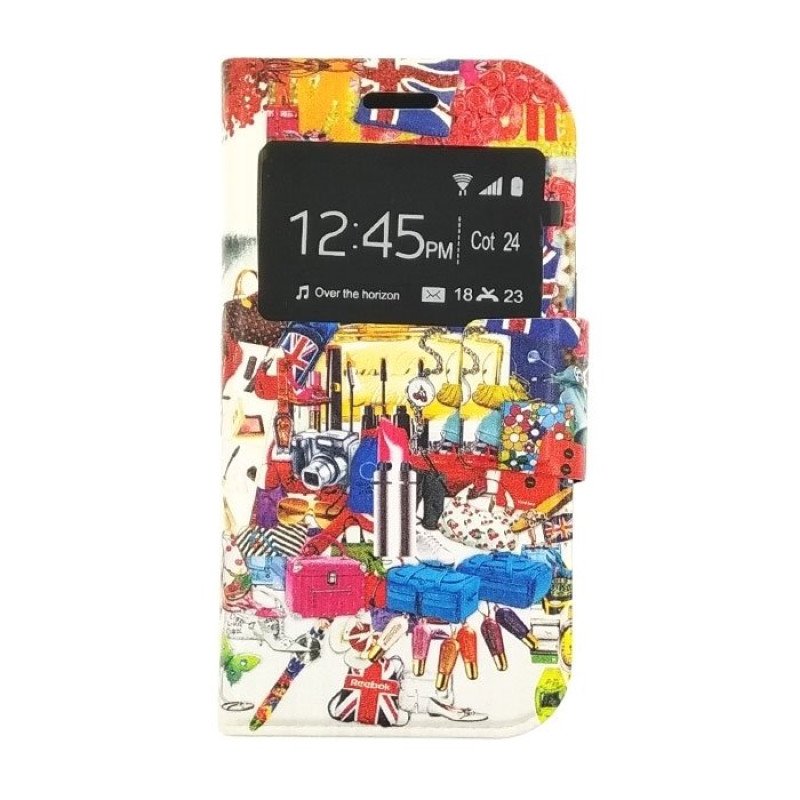 Θήκη Βιβλίο Stand με Παράθυρο English Handbags Design για Samsung Galaxy Ace Style LTE G357