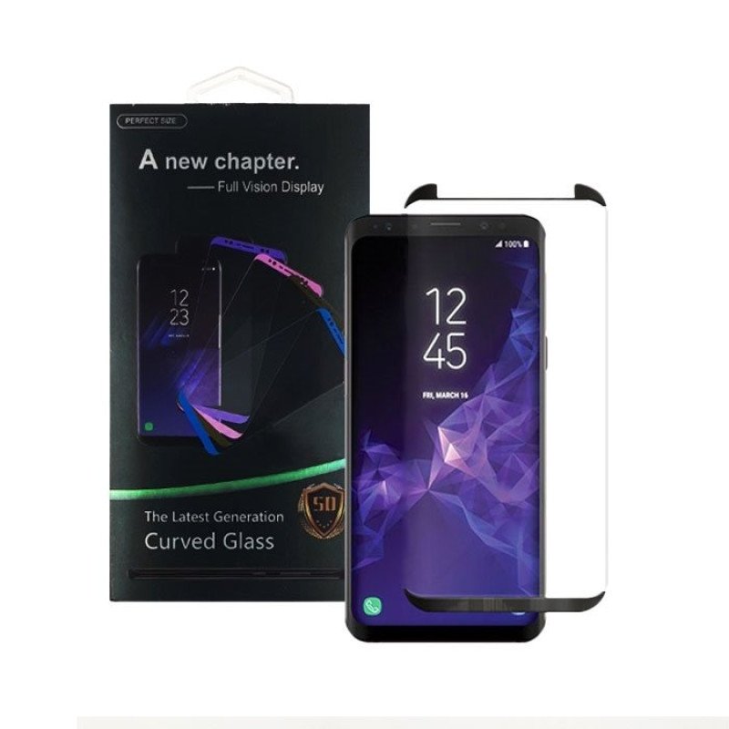 Προστασία Οθόνης Curved Tempered Glass 9D Full Cover Side Glue Colored Mini Size 0.3mm για Samsung Galaxy G928F S6 Edge Plus - Χρώμα: Μαύρο
