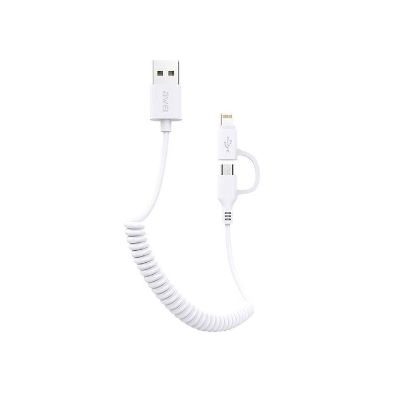 Καλώδιο Φόρτισης Awei CL-53 1m Micro USB/Lightning Fast Multi Charging Cable - Χρώμα: Λευκό