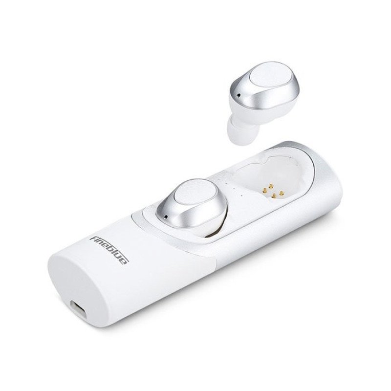 Bluetooth Fineblue FBlue XS Ασύρματα Ακουστικά με Βάση Φόρτισης Wireless Twin Earbuds Stereo Headset with Charging Dock 580mAh - Χρώμα: Λευκό