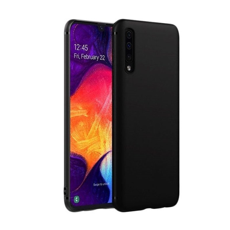Θήκη Πλάτης Σιλικόνης Matte για Samsung A205F Galaxy A20/A305F Galaxy A30 - Χρώμα: Μαύρο