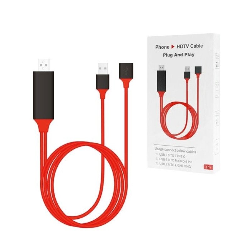 Καλώδιο ET-S8 3 σε 1 Micro USB/Type-C/Lightning Phone to HDTV Adapter Cable 1m