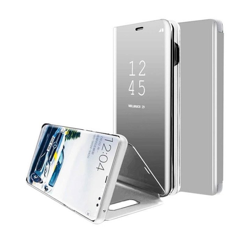 Θήκη Clear View Stand για Samsung J400F Galaxy J4 2018 - Χρώμα: Ασημί