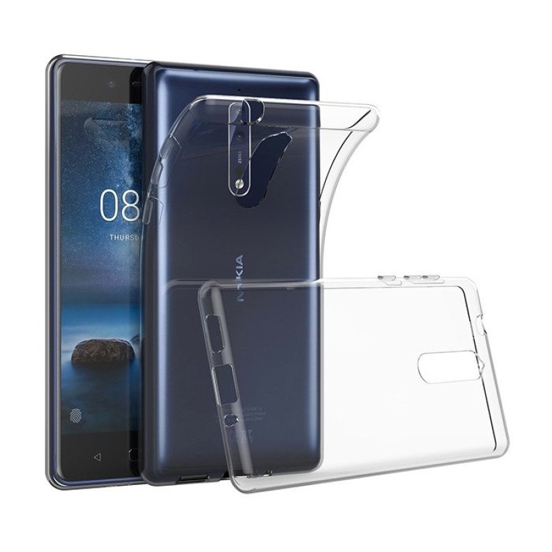 Θήκη Πλάτης Σιλικόνης για Nokia 8 - Χρώμα: Διάφανο