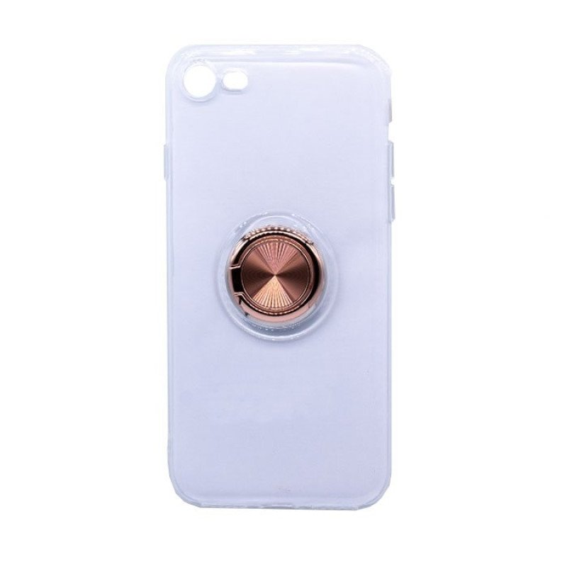 Θήκη Πλάτης Σιλικόνης με Finger Ring  για iPhone 7 / 8 - Χρώμα: Χρυσό - Ροζ