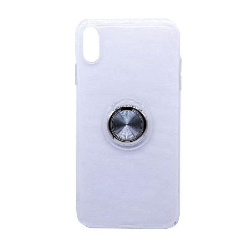 Θήκη Πλάτης Σιλικόνης με Finger Ring  για iPhone XS Max - Χρώμα: Ασημί