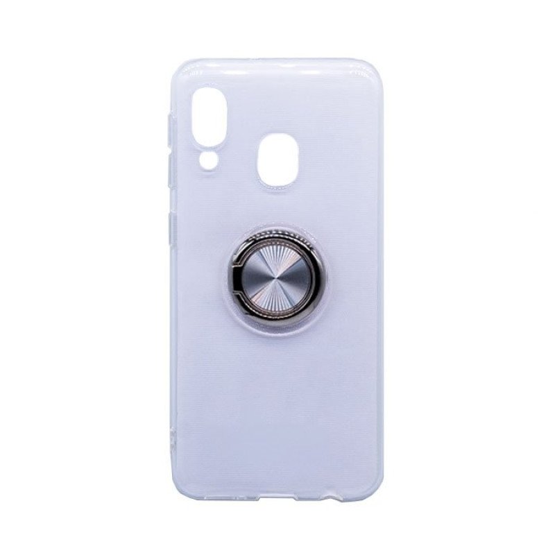 Θήκη Πλάτης Σιλικόνης με Finger Ring  για Samsung A202 Galaxy A20e - Χρώμα: Ασημί