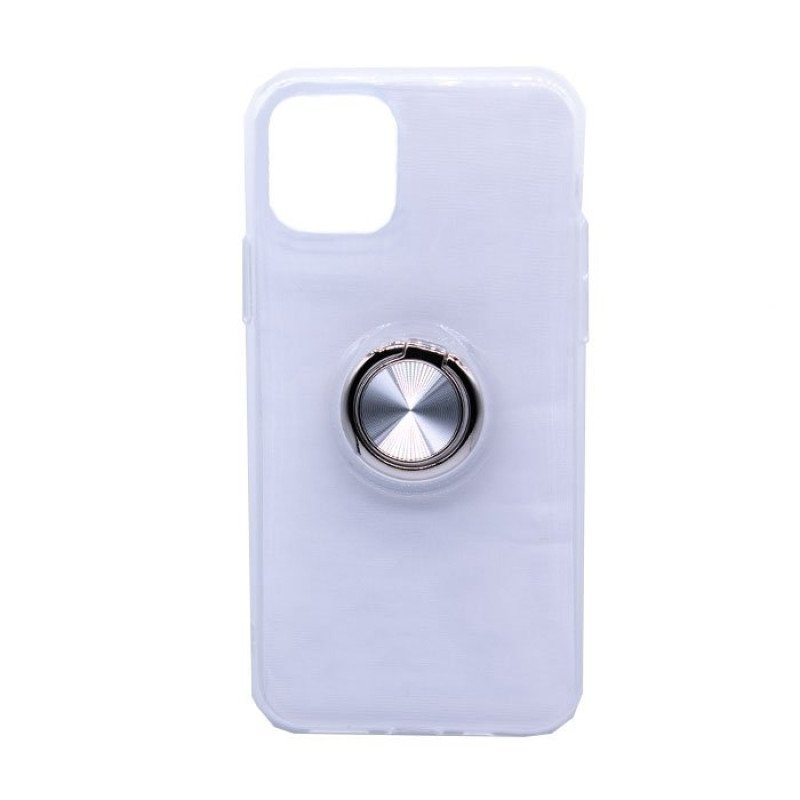 Θήκη Πλάτης Σιλικόνης με Finger Ring  για Xiaomi Mi Note 10 - Χρώμα: Ασημί