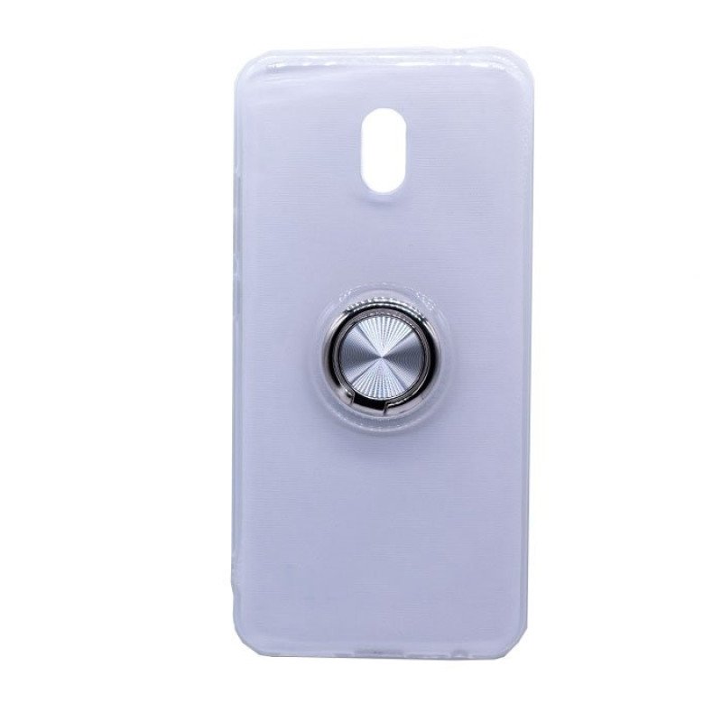 Θήκη Πλάτης Σιλικόνης με Finger Ring  για Xiaomi Redmi Note 8 - Χρώμα: Ασημί