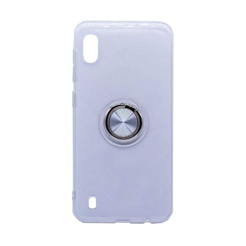 Θήκη Πλάτης Σιλικόνης με Finger Ring  για Samsung A105 Galaxy A10 - Χρώμα: Ασημί