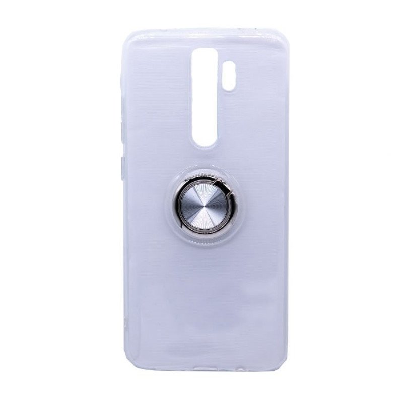 Θήκη Πλάτης Σιλικόνης με Finger Ring  για Xiaomi Redmi Note 8 Pro - Χρώμα: Ασημί