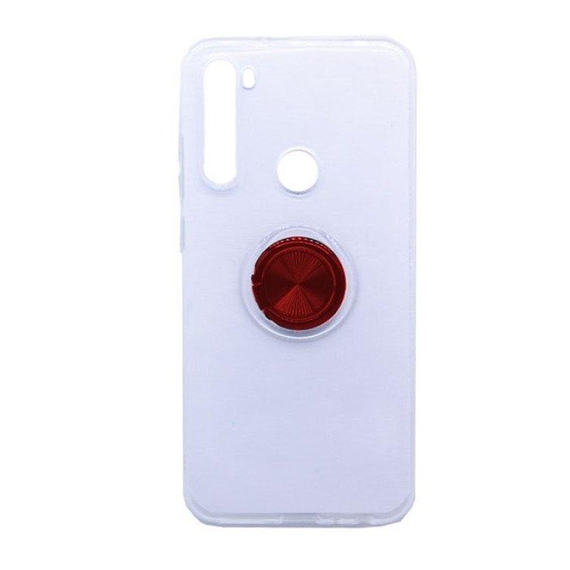 Θήκη Πλάτης Σιλικόνης με Finger Ring  για Xiaomi Redmi Note 8 / 8T - Χρώμα: Κόκκινο