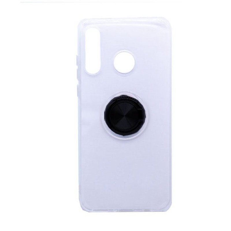 Θήκη Πλάτης Σιλικόνης με Finger Ring  για Huawei P30 Lite - Χρώμα: Μαύρο
