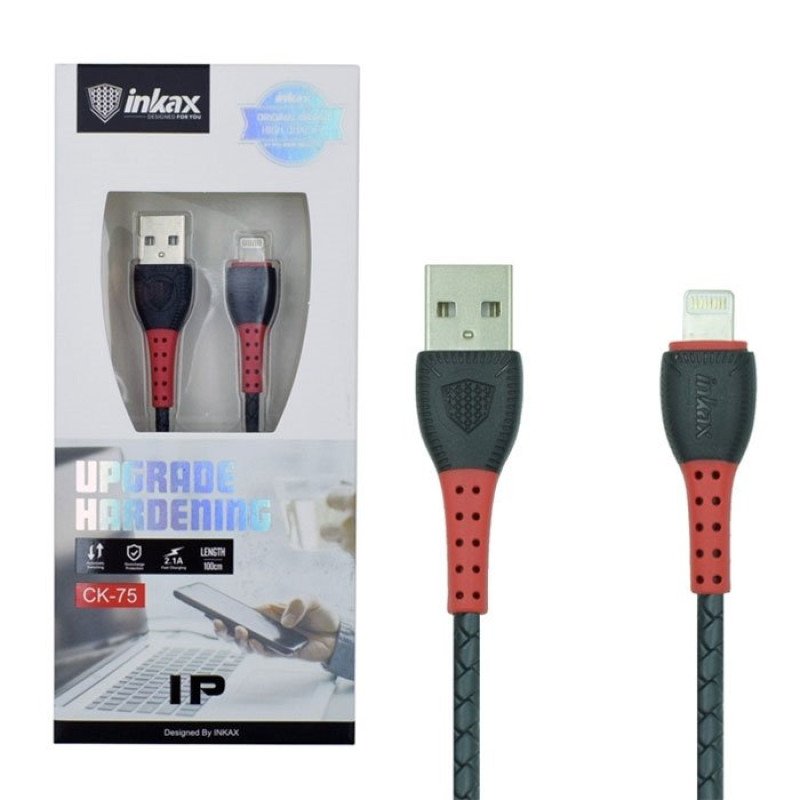 inkax- CK-75  Lightning USB 2.1Α Καλώδιο Φόρτισης 1μ - Χρώμα: Κόκκινο