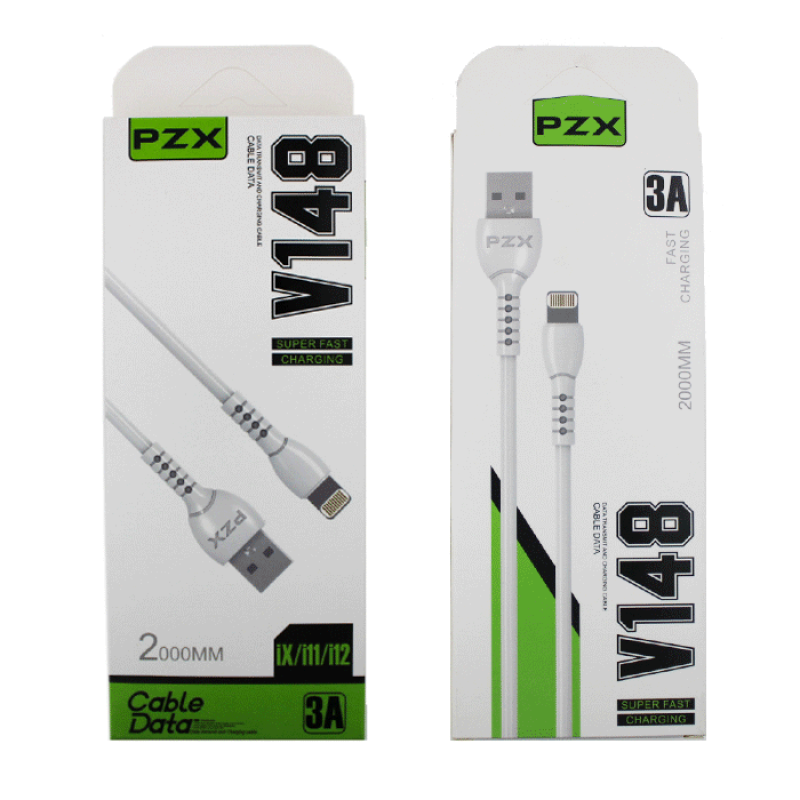 PZX V148 Καλώδιο Γρήγορης Φόρτισης Lightning 2.1Α 2M - Χρώμα: Λευκό