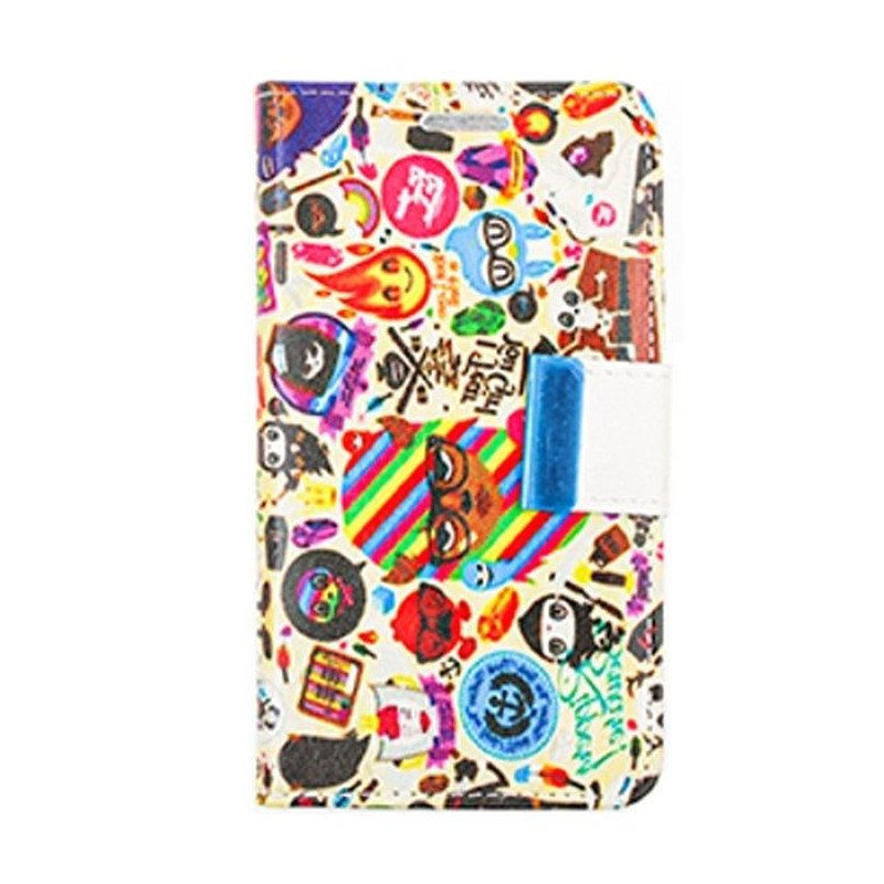 Θήκη Βιβλίο Stand Leather Wallet without Clip για Huawei Y330 - Χρώμα: Λευκό με Σχέδια