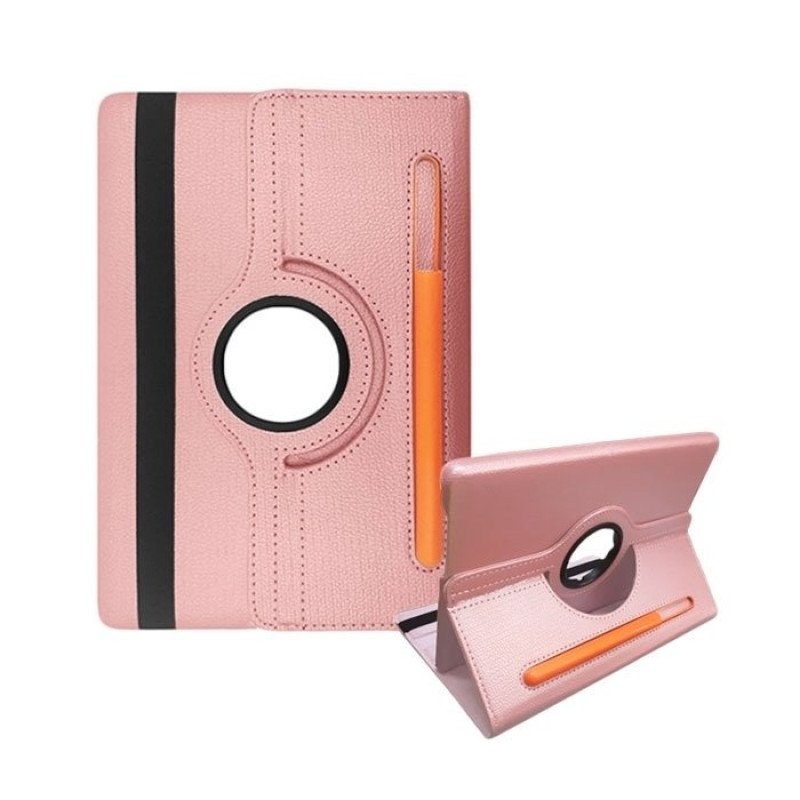 Θήκη Rotating 360 Stand with Pencil Case για Samsung T500 Galaxy Tab A7 - Χρώμα: Χρυσό Ροζ