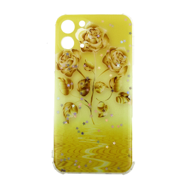 Θήκη Πλάτης Σιλικόνης για Apple iPhone 11 Pro - Σχέδιο : Κίτρινα Λουλούδια