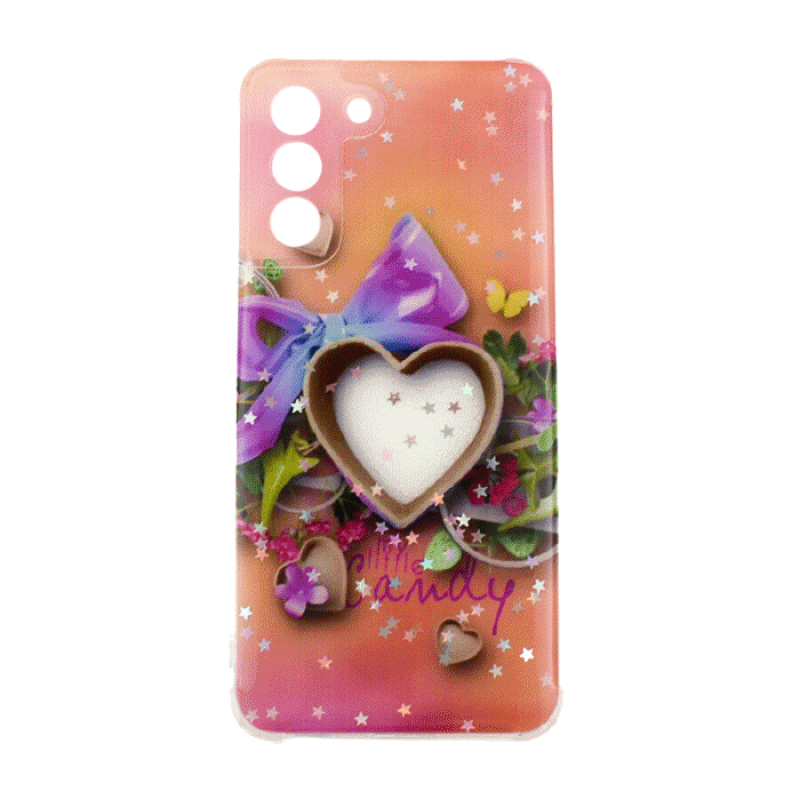 Θήκη Πλάτης Σιλικόνης για Samsung Galaxy S21 G991B - Σχέδιο: Καρδιά