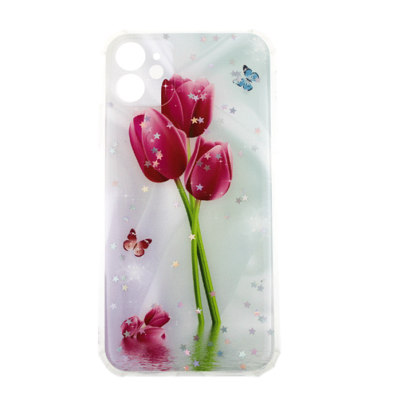 Θήκη Πλάτης Σιλικόνης για iphone 11 -Σχέδιο: Κόκκινες Τουλίπες