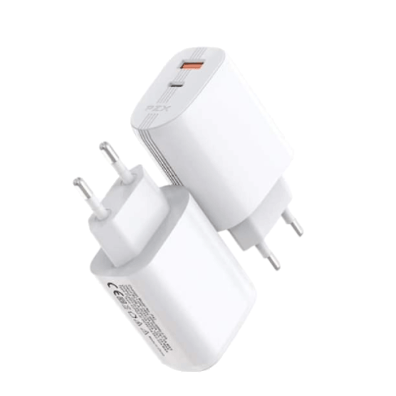 PZX P42 Φορτιστής Ταξιδιού USΒ και Τype - C / Traveling Charger 5A Q.C 5.0 20W - Χρώμα: Λευκό