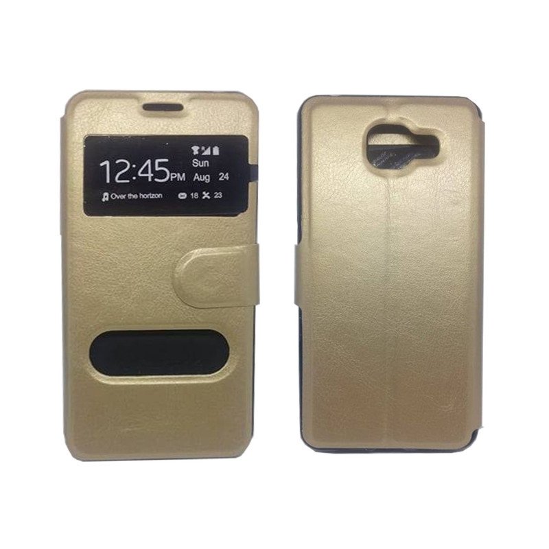 Θήκη Βιβλίο Stand με Παράθυρο για Huawei Ascend Y635 - Χρώμα: Χρυσό