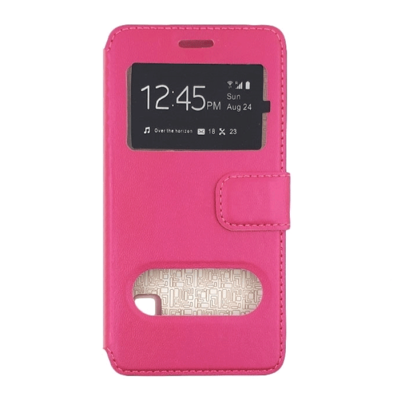 Θήκη Βιβλίο Με Παράθυρο για Alcatel Pop Star - Χρώμα: Ροζ