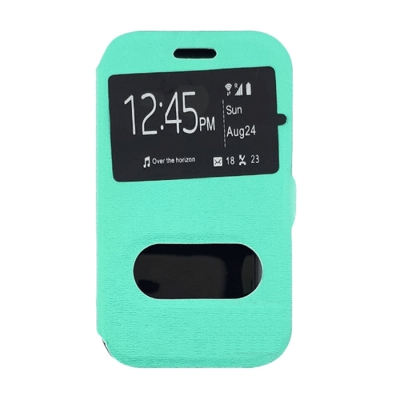 Θήκη Βιβλίο Με Παράθυρο για Alcatel Pixi 3 (4.0) - Χρώμα: Τιρκουαζ