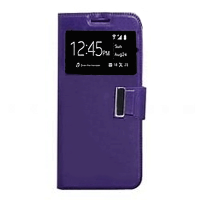 Θήκη Βιβλίο Με Παράθυρο για Alcatel Pixi 3 (4.0) - Χρώμα: Μωβ