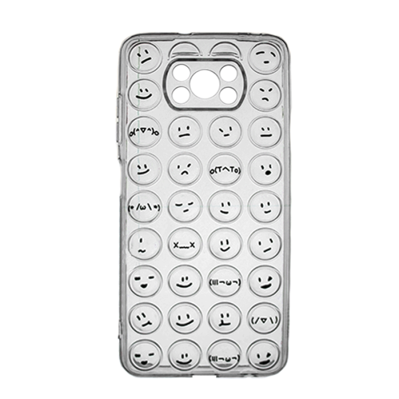 Θήκη Σιλικόνης με Emoji για Xiaomi POCO X3 - Χρώμα: Διαφανές