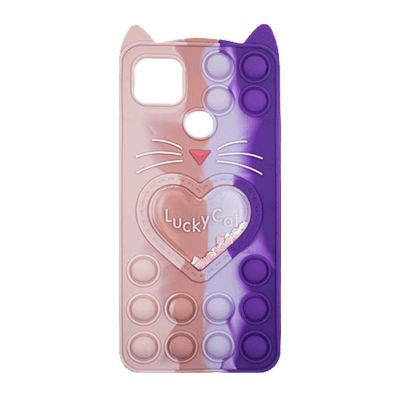 Θήκη Σιλικόνης με αυτάκια Colorful Bubbles για Xiaomi Redmi 9C - Σχέδιο: Πολυχρώμη Καρδούλα (Ροζ - Μωβ)
