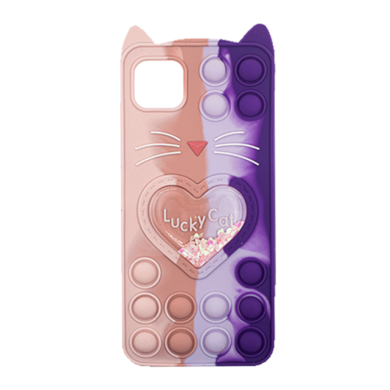 Θήκη Σιλικόνης με αυτάκια Colorful Bubbles για Samsung Galaxy A22 5G - Σχέδιο: Πολυχρώμη Καρδούλα (Ροζ - Μωβ)