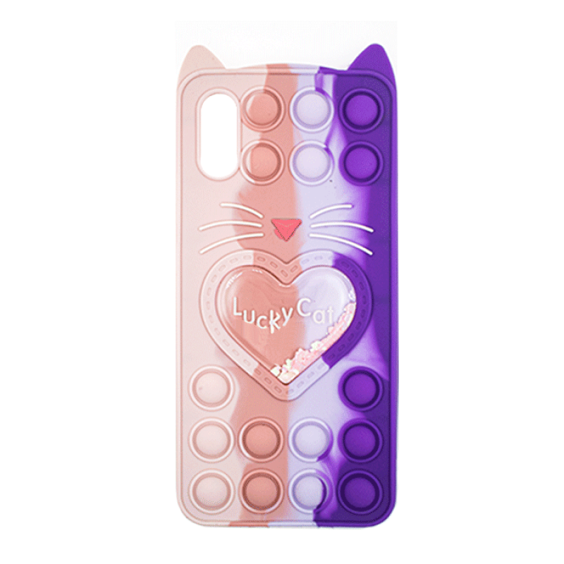 Θήκη Σιλικόνης με αυτάκια Colorful Bubbles για Xiaomi Redmi 9A/9i/9AT- Σχέδιο: Πολυχρώμη Καρδούλα (Ροζ - Μωβ)