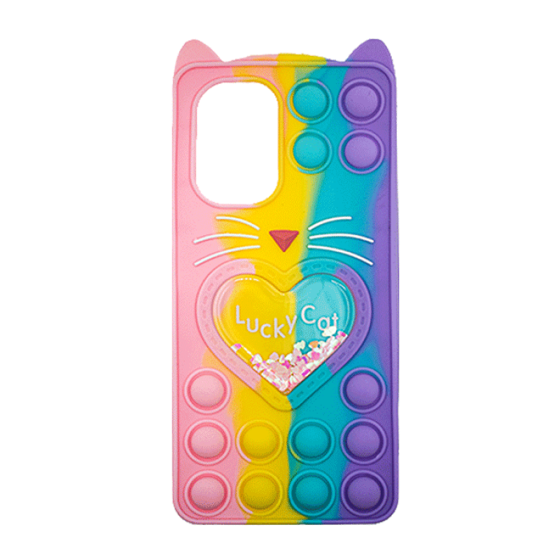 Θήκη Σιλικόνης με αυτάκια Colorful Bubbles για Xiaomi Poco F3 - Σχέδιο: Πολυχρώμη Καρδούλα (κοραλί -  Ανοιχτό Μωβ)