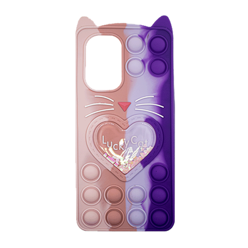 Θήκη Σιλικόνης με αυτάκια Colorful Bubbles για Xiaomi Poco F3 - Σχέδιο: Πολυχρώμη Καρδούλα (Ροζ - Μωβ)