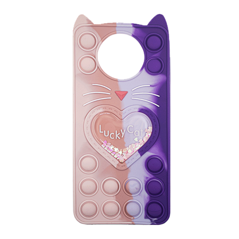 Θήκη Σιλικόνης με αυτάκια Colorful Bubbles για Xiaomi Poco X3 - Σχέδιο: Πολυχρώμη Καρδούλα (Ροζ - Μωβ)